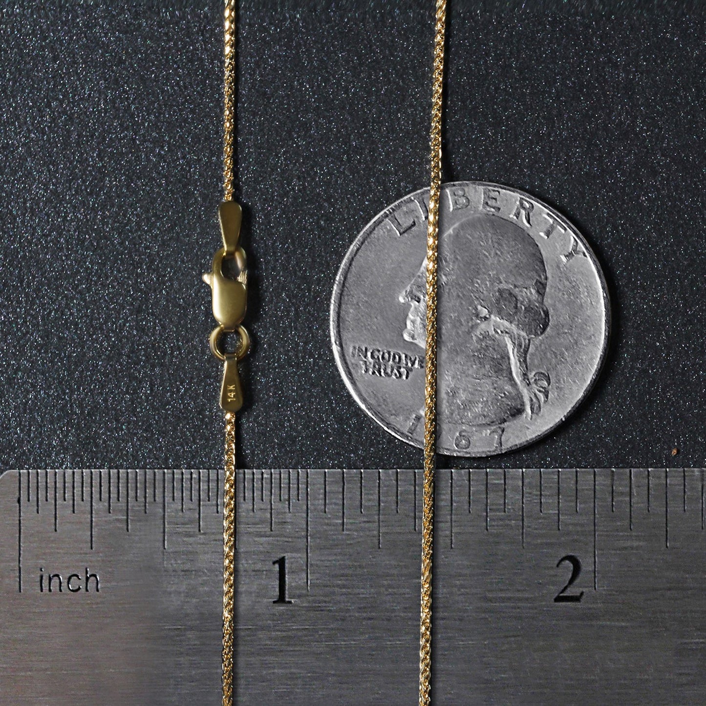 14K Yellow Gold Diamond Cut Round Wheat Chain Necklace (1.00 mm)