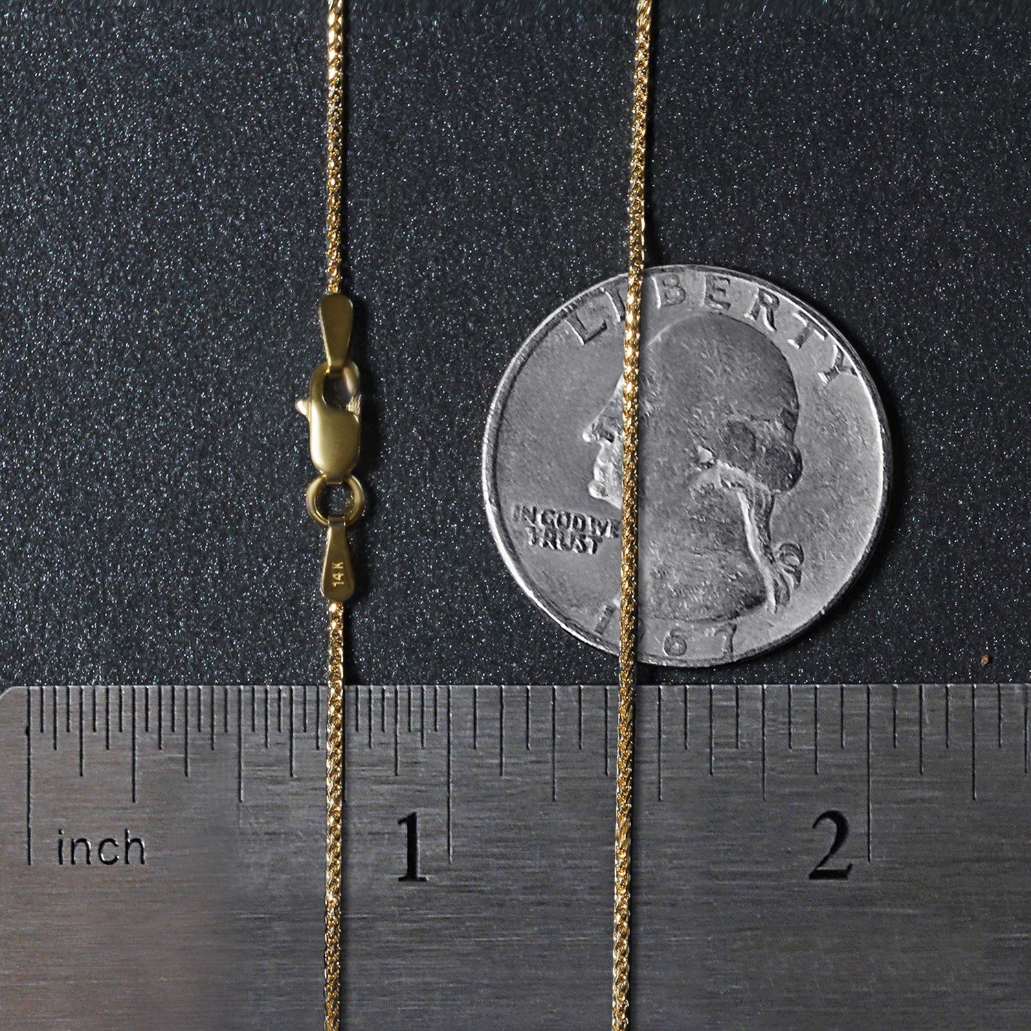 14K Yellow Gold Diamond Cut Round Wheat Chain – 1.00mm, Solid Gold