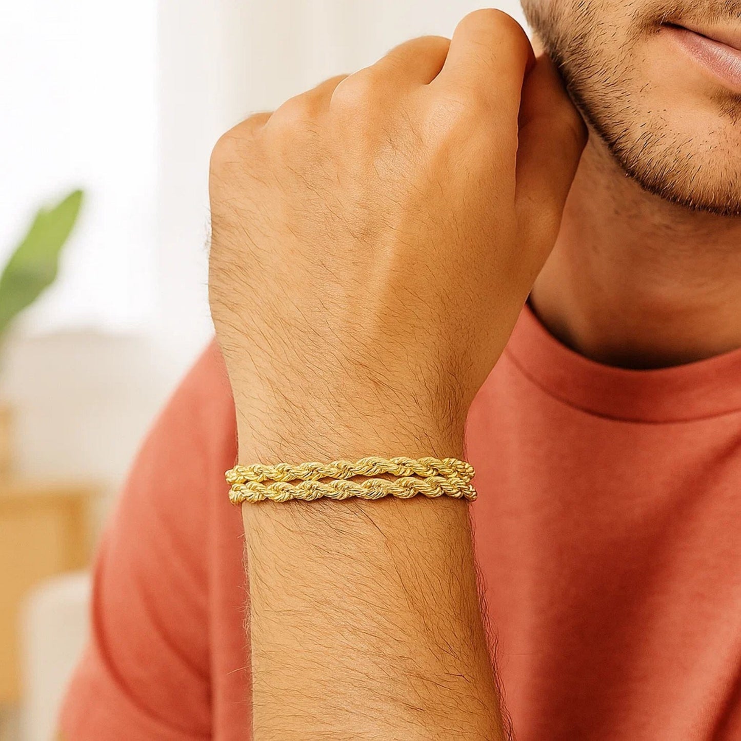 14K Yellow Gold Dual Row Rope Bracelet (4.80 mm)