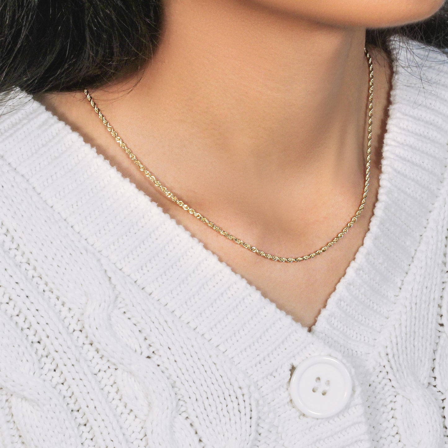 10K Yellow Gold Solid Diamond Cut Rope Chain Necklace (2.00 mm)