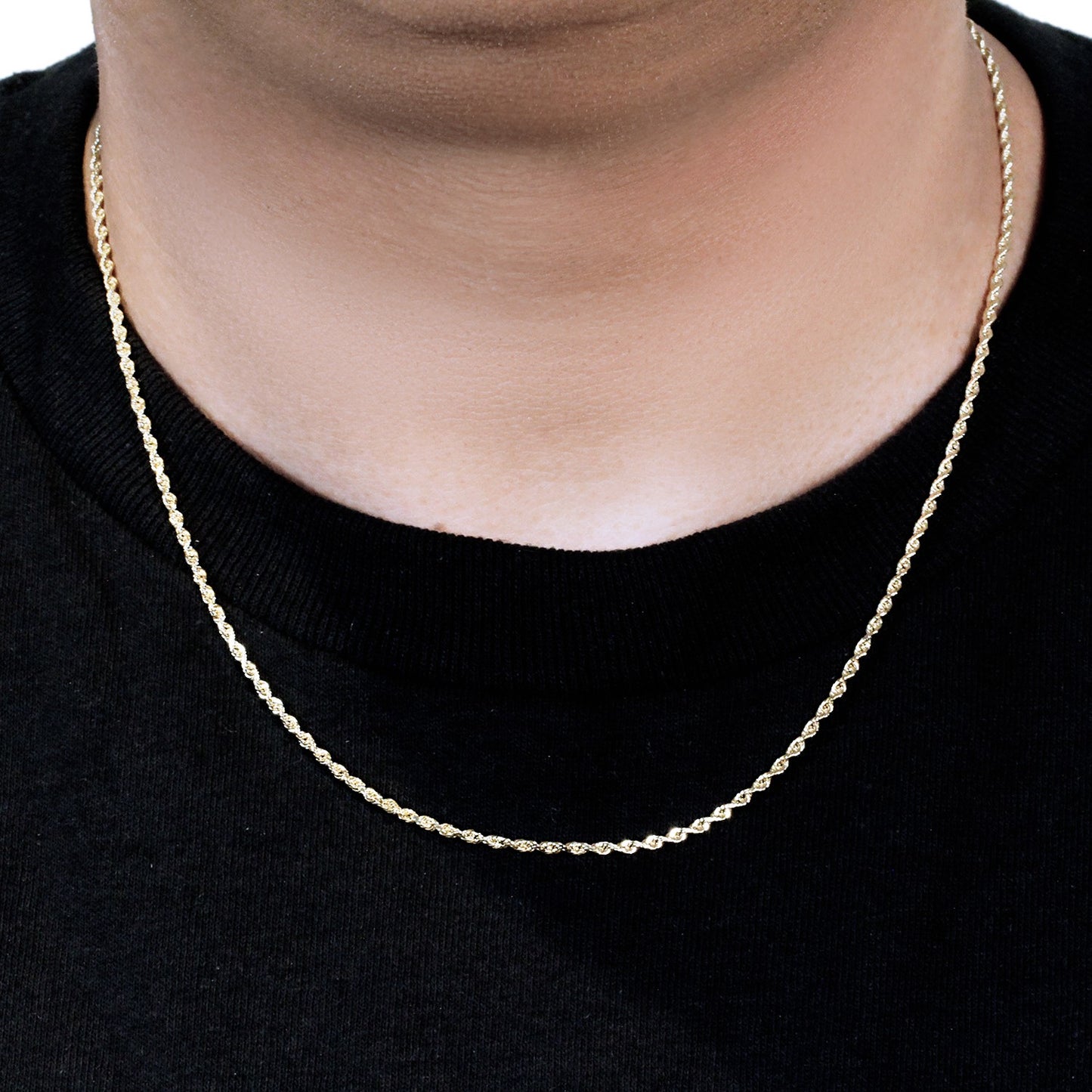 10K Yellow Gold Solid Diamond Cut Rope Chain Necklace (2.00 mm)