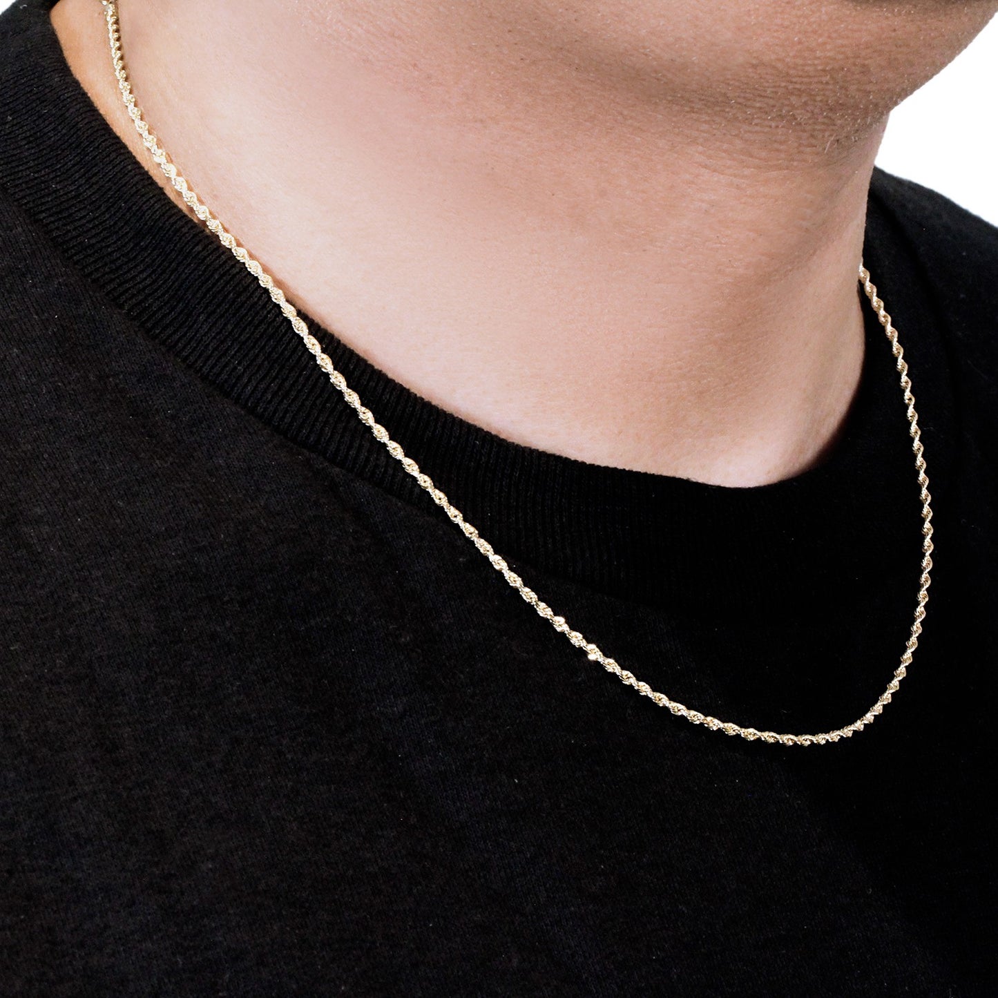10K Yellow Gold Solid Diamond Cut Rope Chain Necklace (2.00 mm)