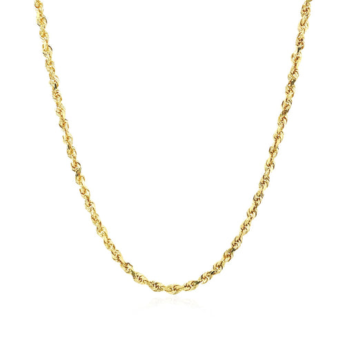 10K Yellow Gold Solid Diamond Cut Rope Chain Necklace (2.00 mm)