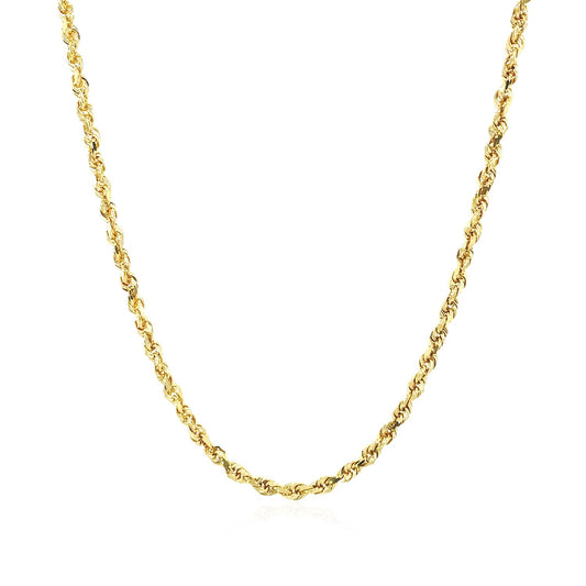 10K Yellow Gold Solid Diamond Cut Rope Chain Necklace (2.00 mm)