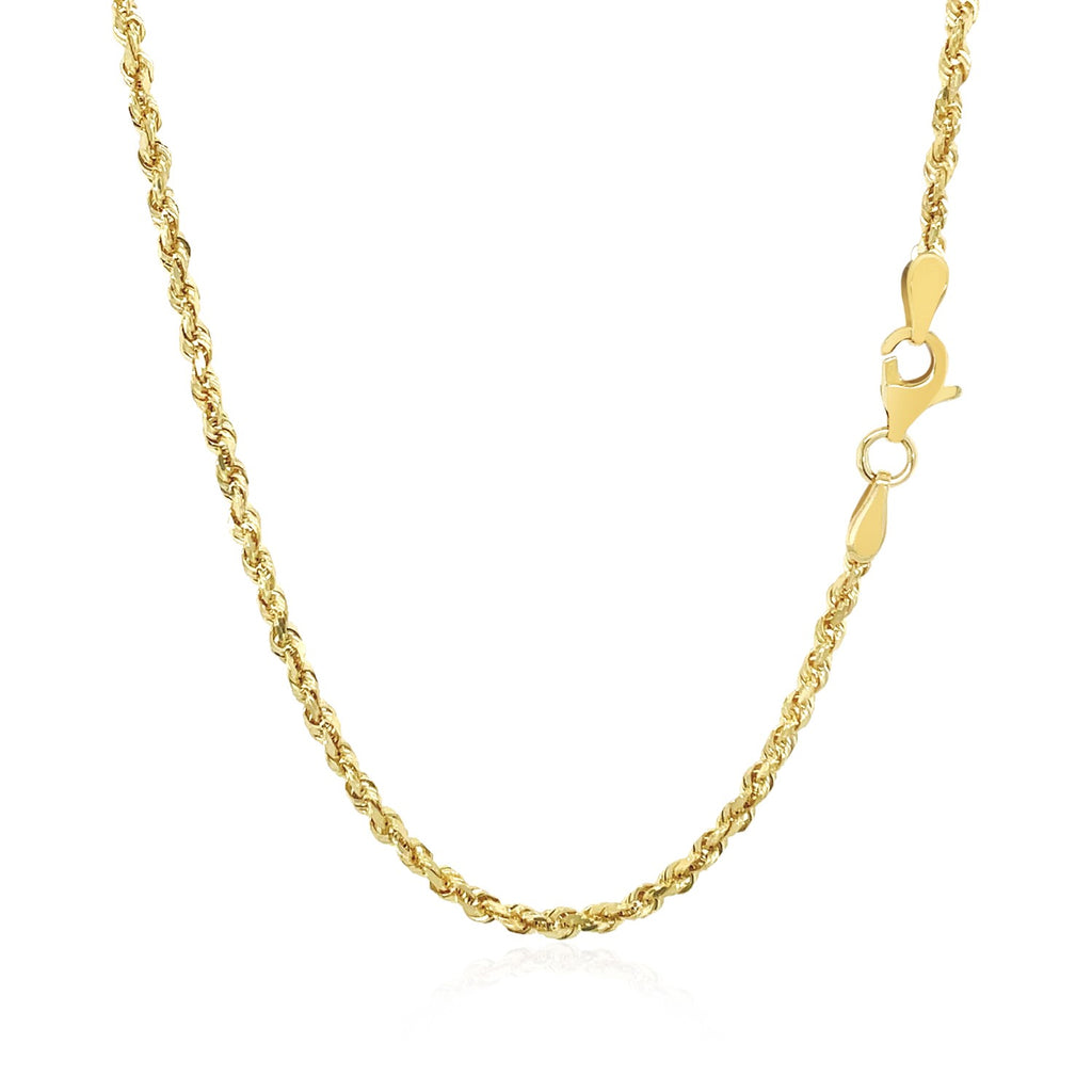 10K Yellow Gold Solid Diamond Cut Rope Chain Necklace (2.00 mm)