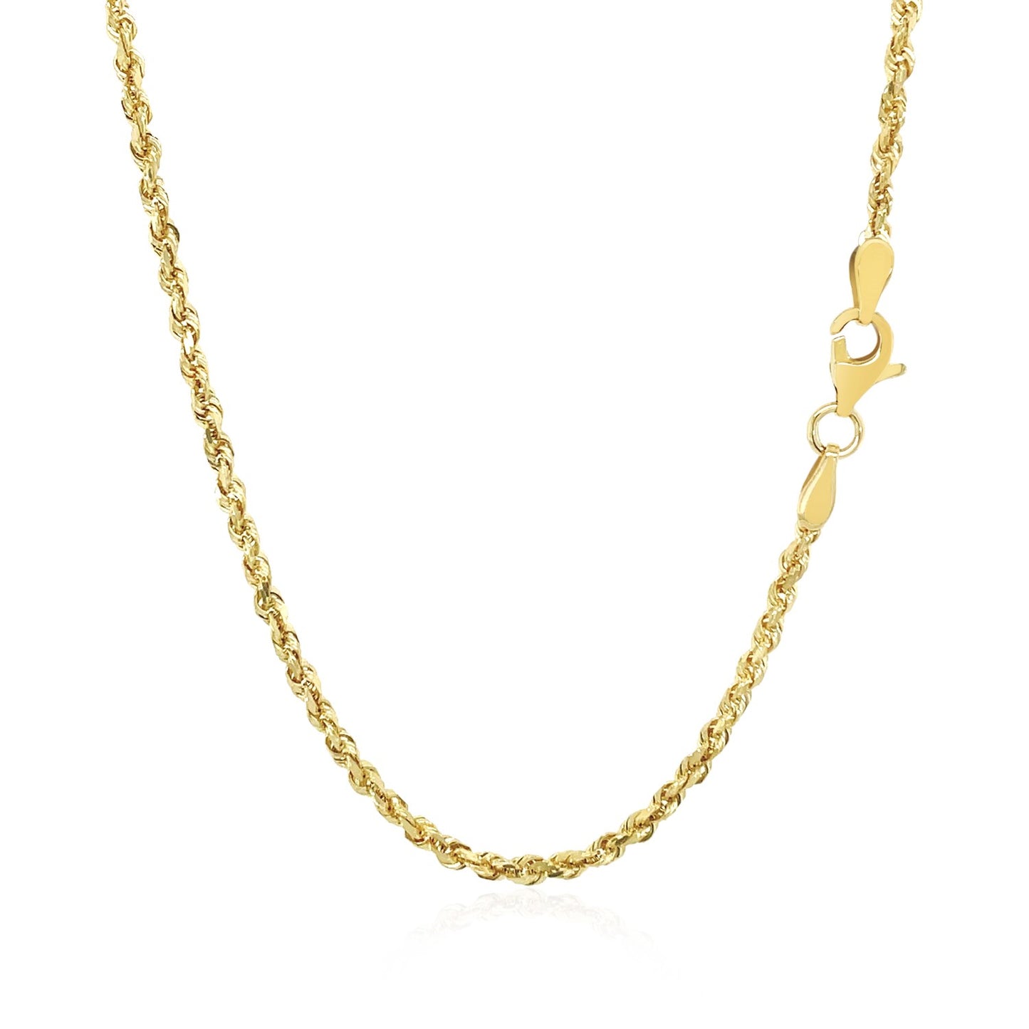 10K Yellow Gold Solid Diamond Cut Rope Chain Necklace (2.00 mm)