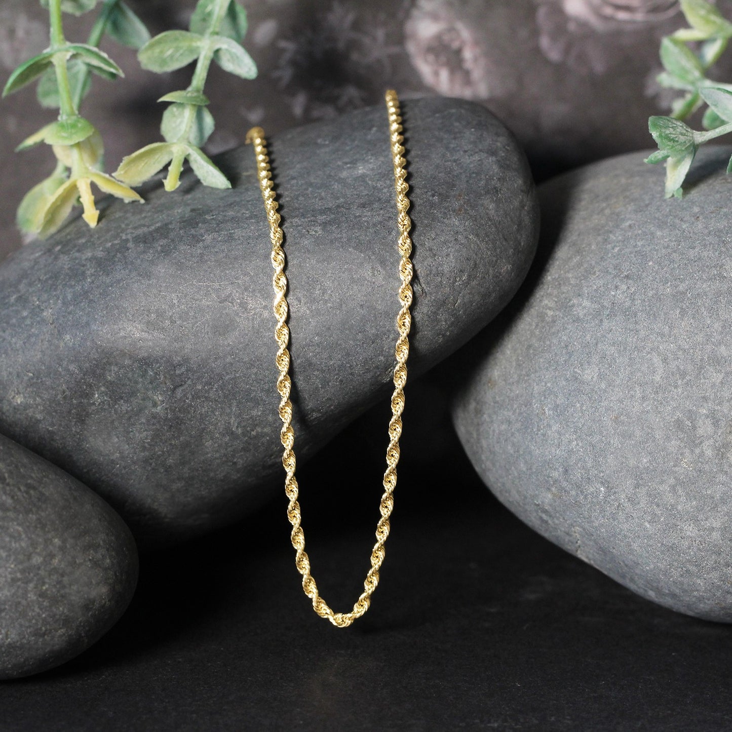 10K Yellow Gold Solid Diamond Cut Rope Chain Necklace (2.00 mm)