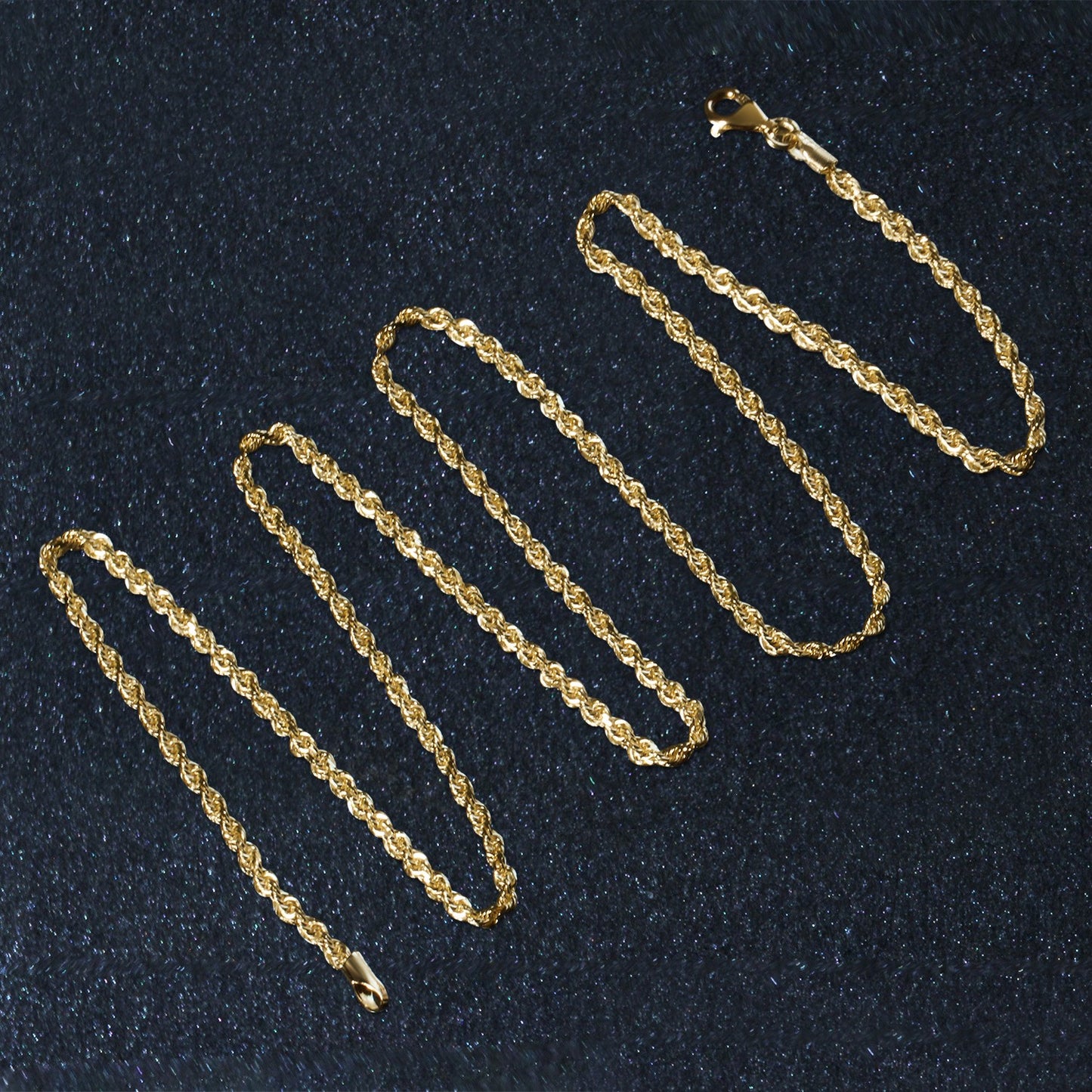 10K Yellow Gold Solid Diamond Cut Rope Chain Necklace (2.00 mm)