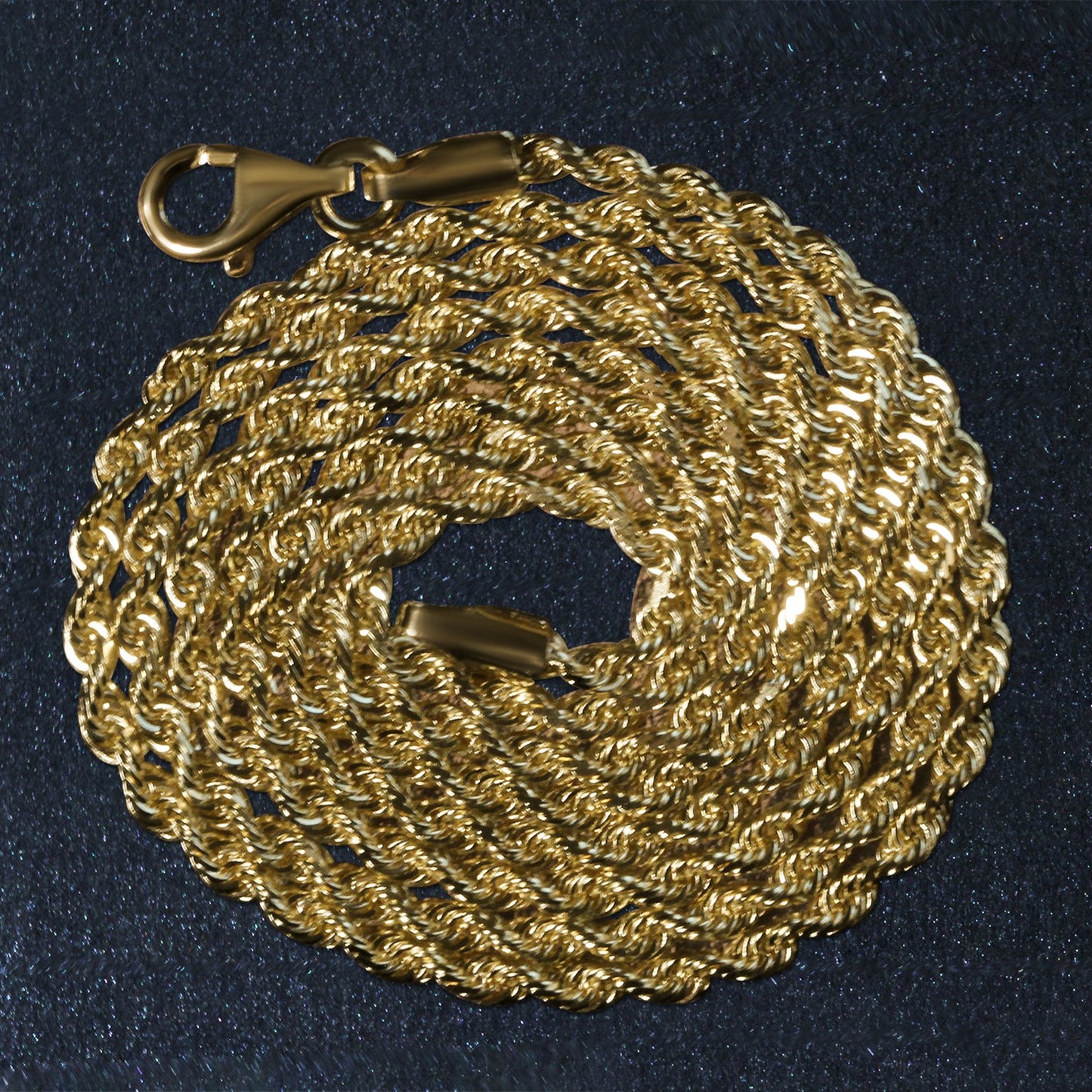 10K Yellow Gold Solid Diamond Cut Rope Chain Necklace (2.00 mm)