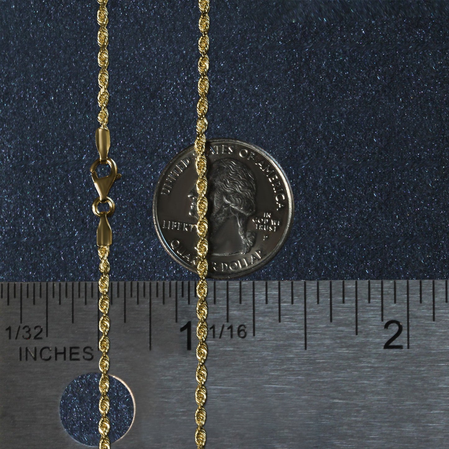 10K Yellow Gold Solid Diamond Cut Rope Chain Necklace (2.00 mm)