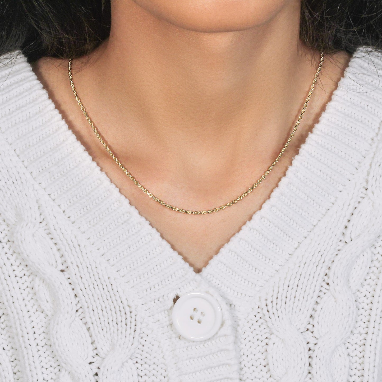 10K Yellow Gold Solid Diamond Cut Rope Chain Necklace (2.00 mm)
