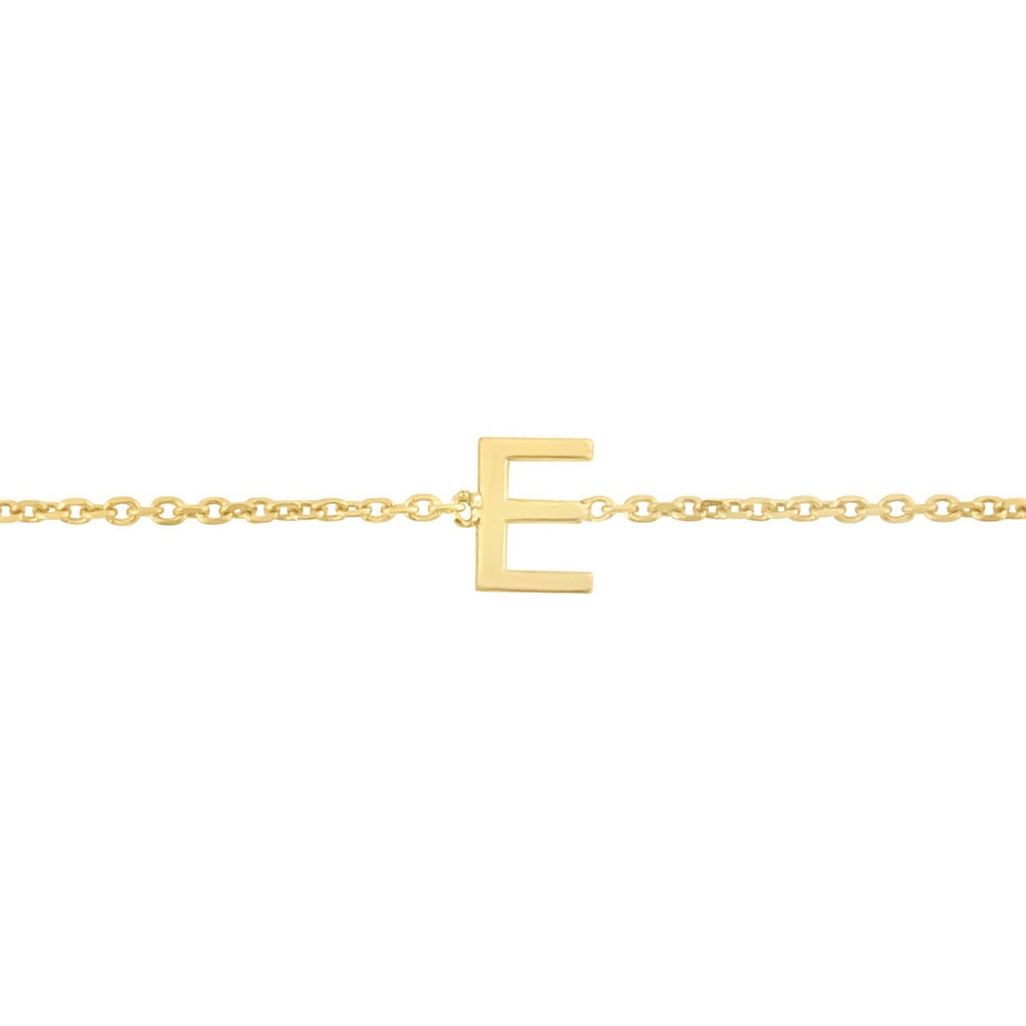 14K Yellow Gold Mini Initial E Bracelet