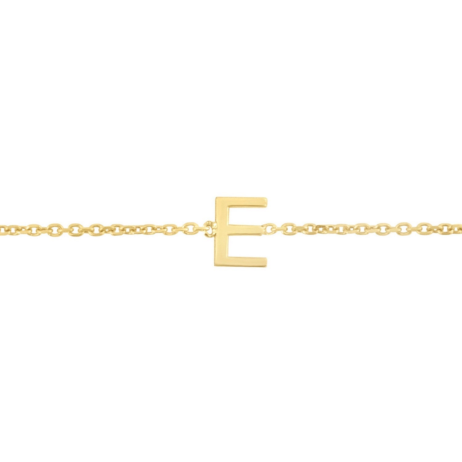 14K Yellow Gold Women's Mini Initial E Bracelet – 7 Inches – 14K Gold