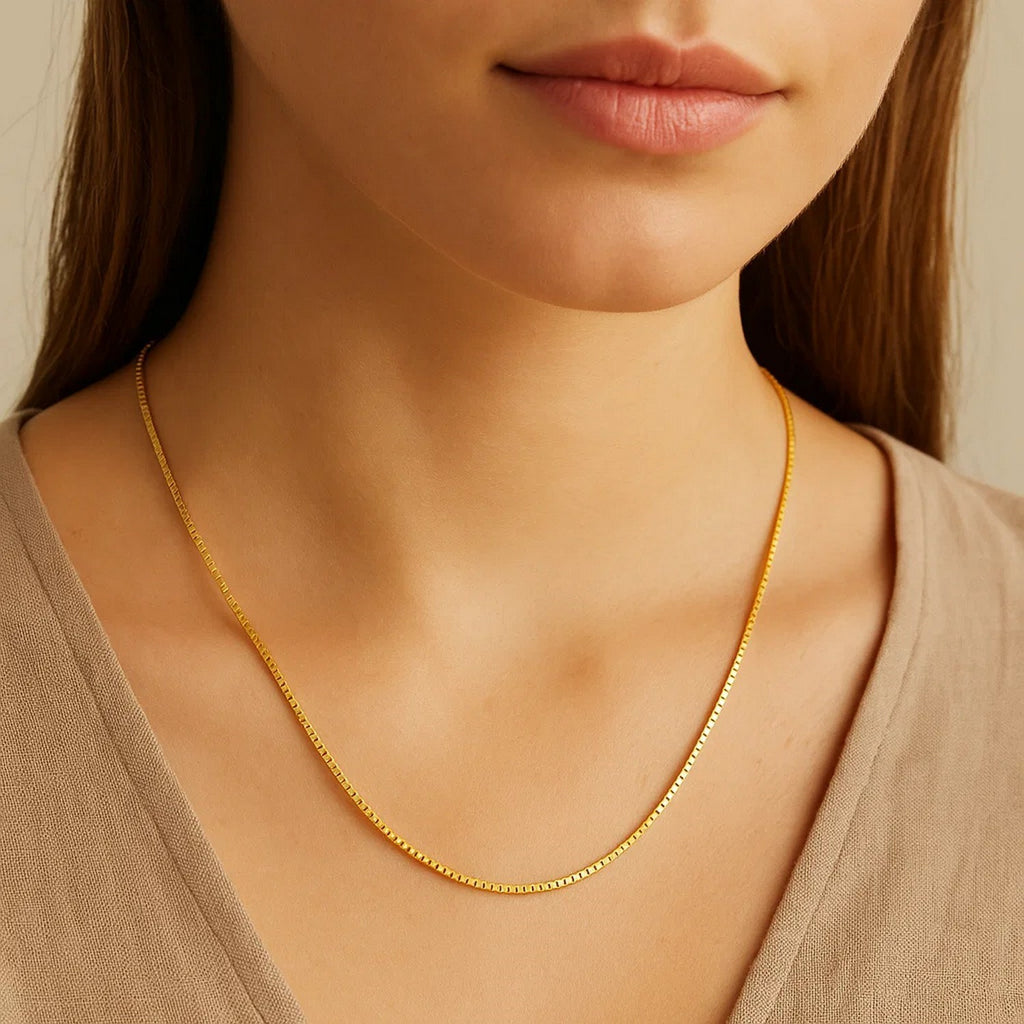 10K Yellow Gold Classic Box Chain Necklace (0.60mm) – True Pure Gold