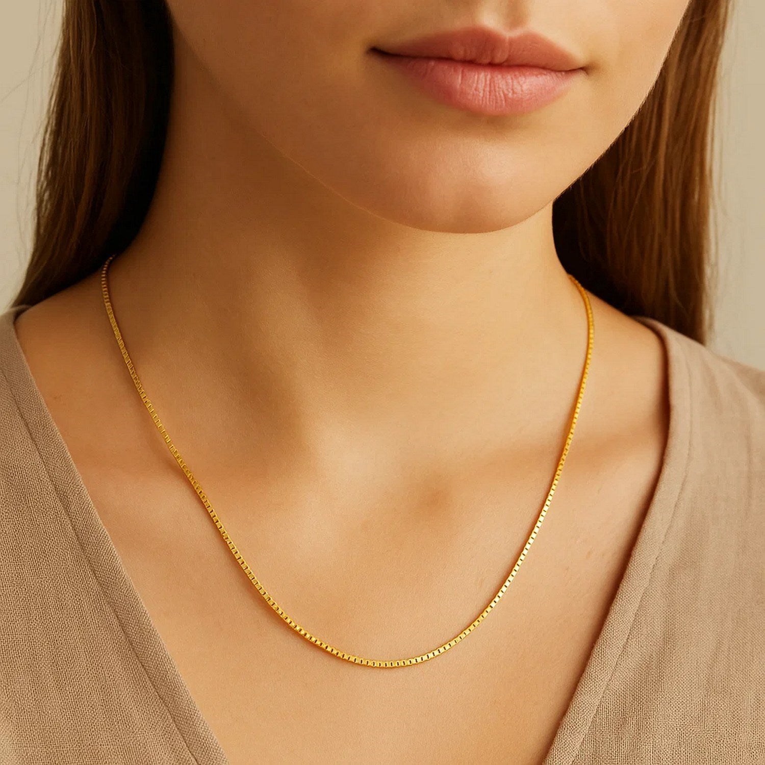 10K Yellow Gold Classic Box Chain Necklace (0.60mm) – True Pure Gold