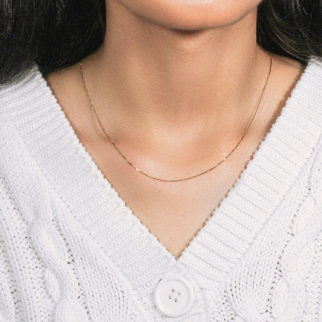 10K Yellow Gold Classic Box Chain Necklace (0.60mm) – True Pure Gold