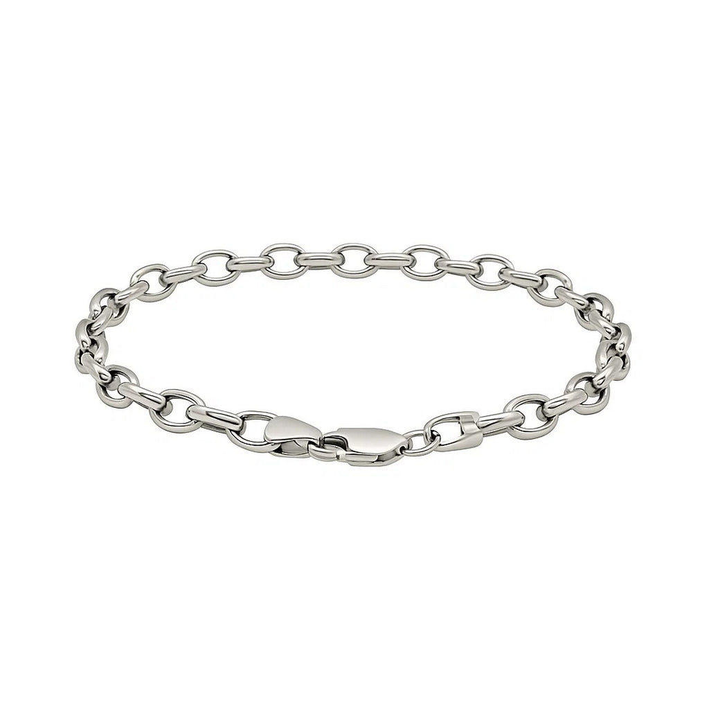 14K White Gold Oval Rolo Bracelet (4.60mm)