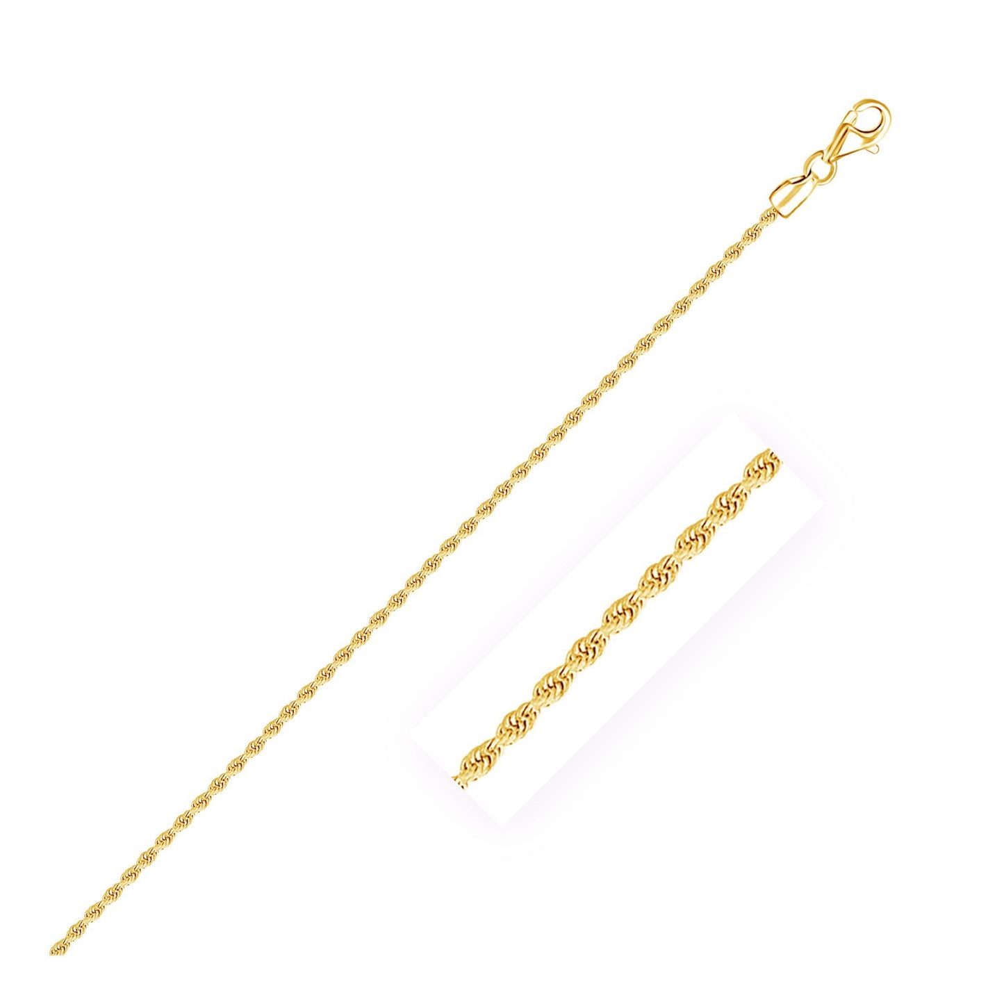 10K Yellow Gold Solid Diamond Cut Rope Chain Necklace (1.80 mm)