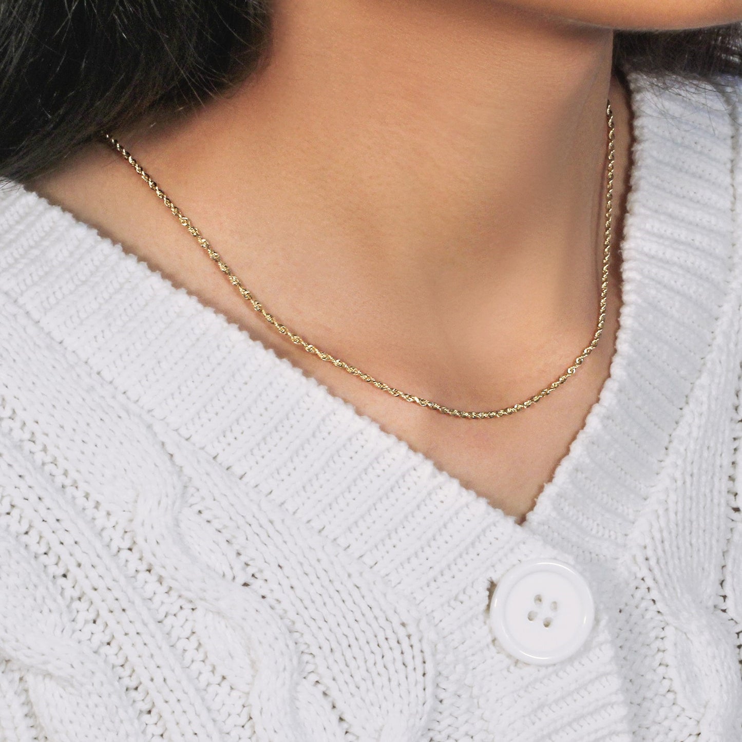 10K Yellow Gold Solid Diamond Cut Rope Chain Necklace (1.80 mm)