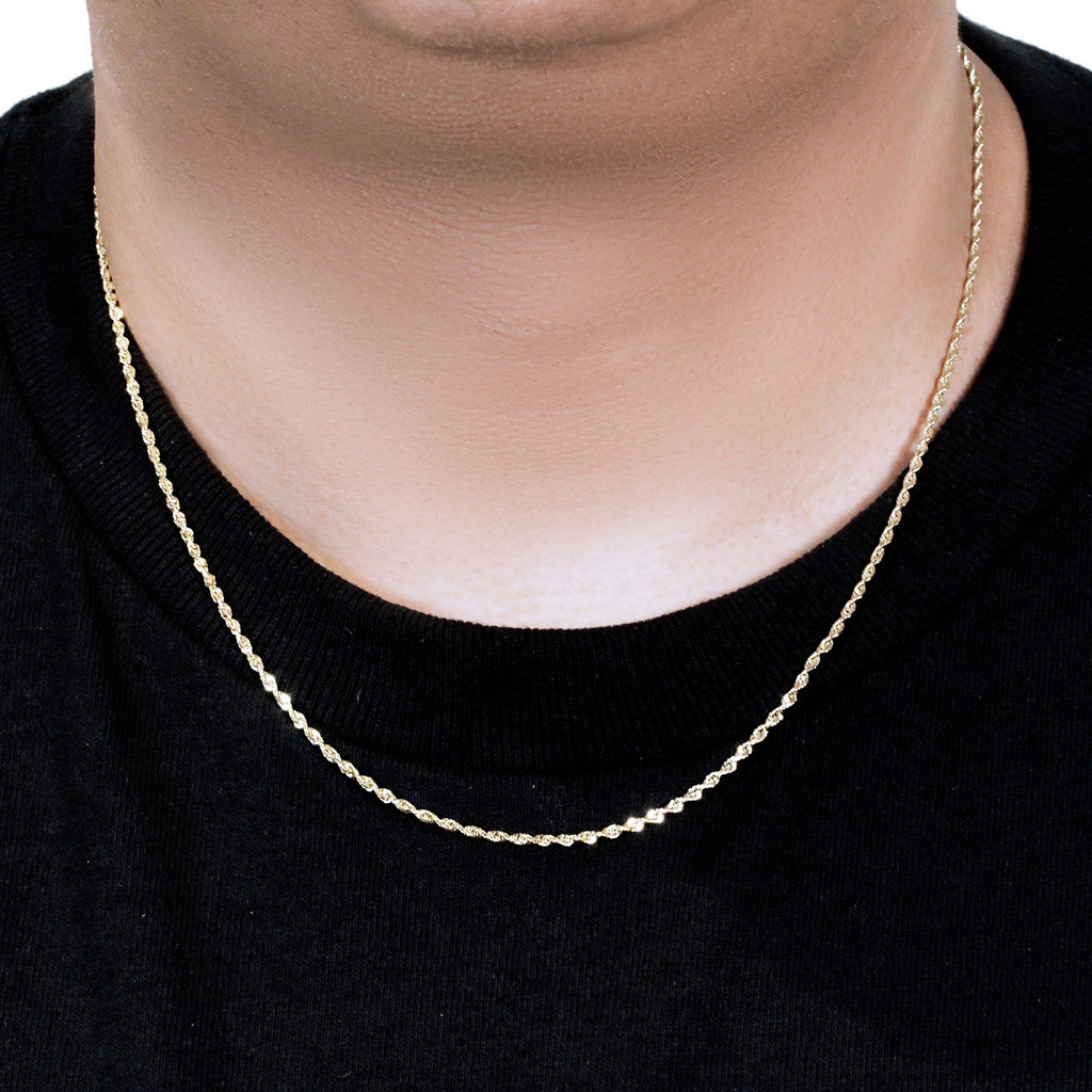 10K Yellow Gold Solid Diamond Cut Rope Chain Necklace (1.80 mm)