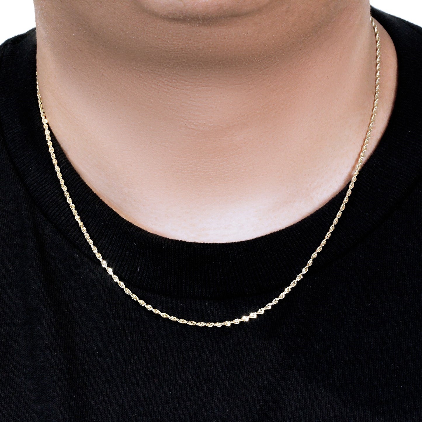 10K Yellow Gold Solid Diamond Cut Rope Chain Necklace (1.80 mm)