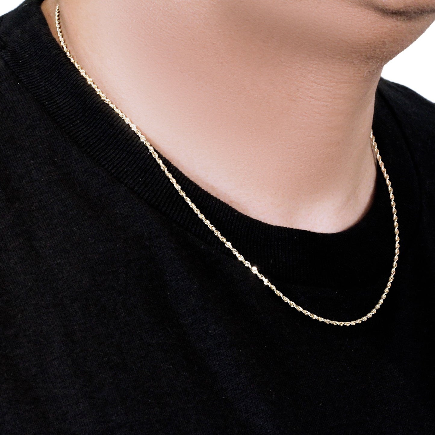 10K Yellow Gold Solid Diamond Cut Rope Chain Necklace (1.80 mm)