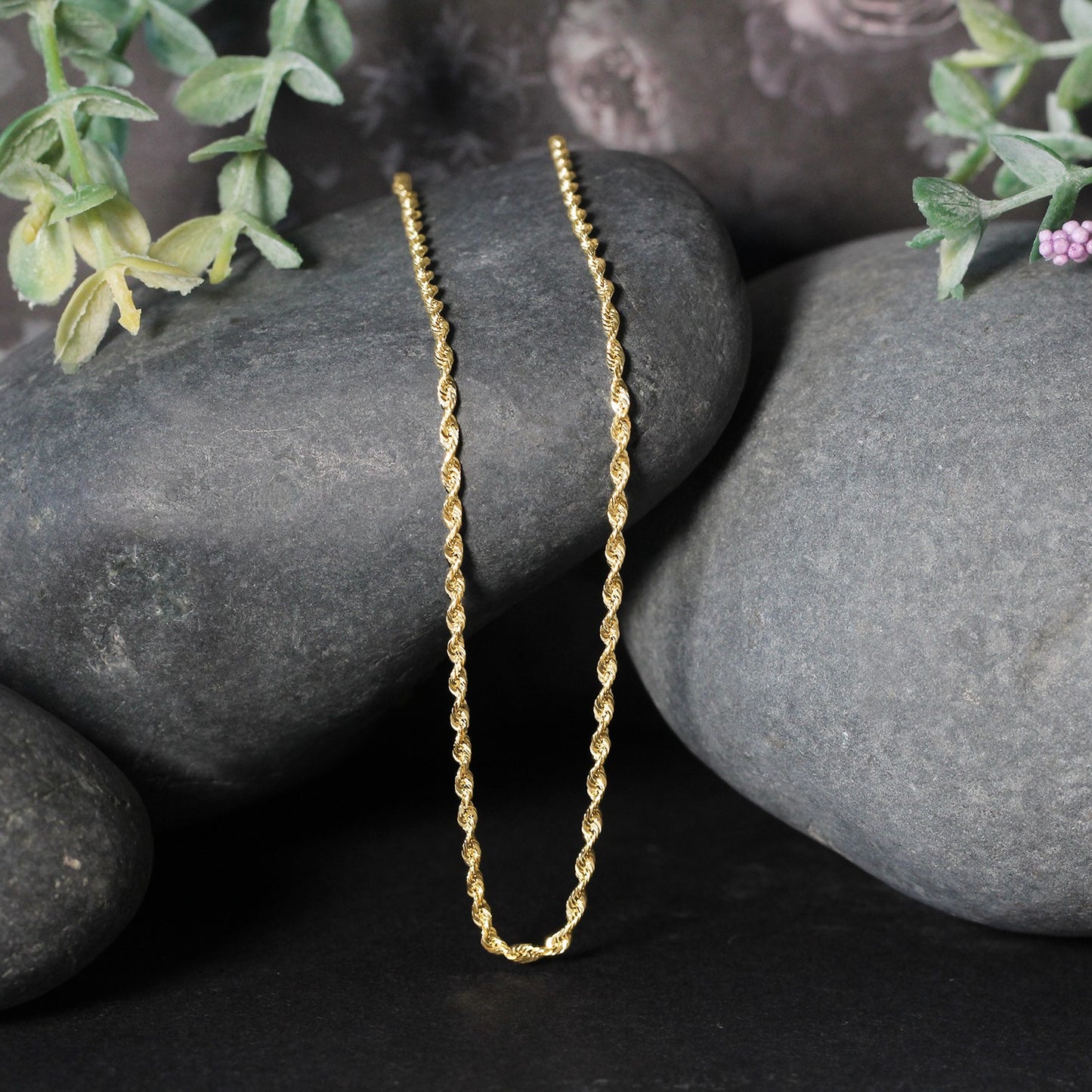 10K Yellow Gold Solid Diamond Cut Rope Chain Necklace (1.80 mm)