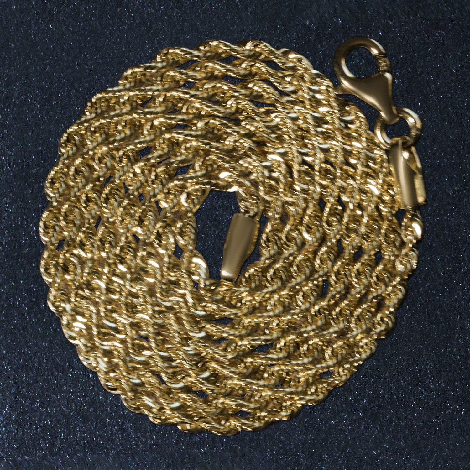 10K Yellow Gold Solid Diamond Cut Rope Chain Necklace (1.80 mm)