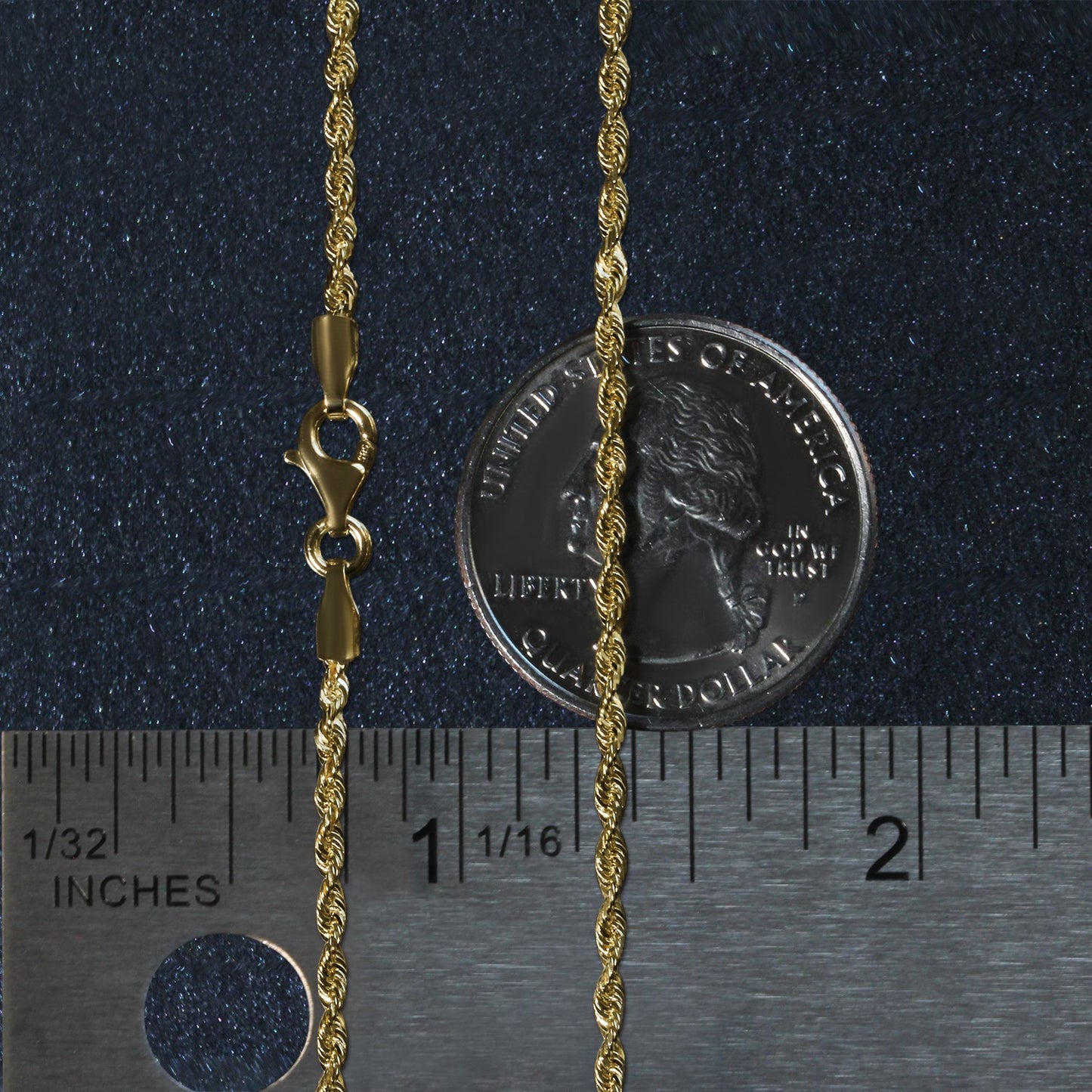 10K Yellow Gold Solid Diamond Cut Rope Chain Necklace (1.80 mm)