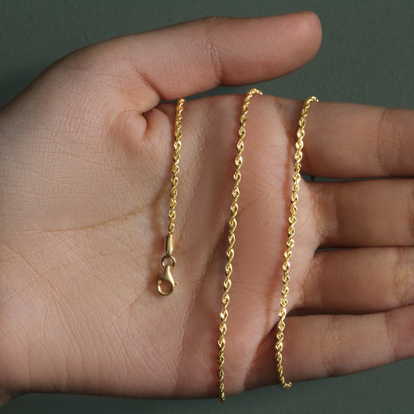 10K Yellow Gold Solid Diamond Cut Rope Chain Necklace (1.80 mm)