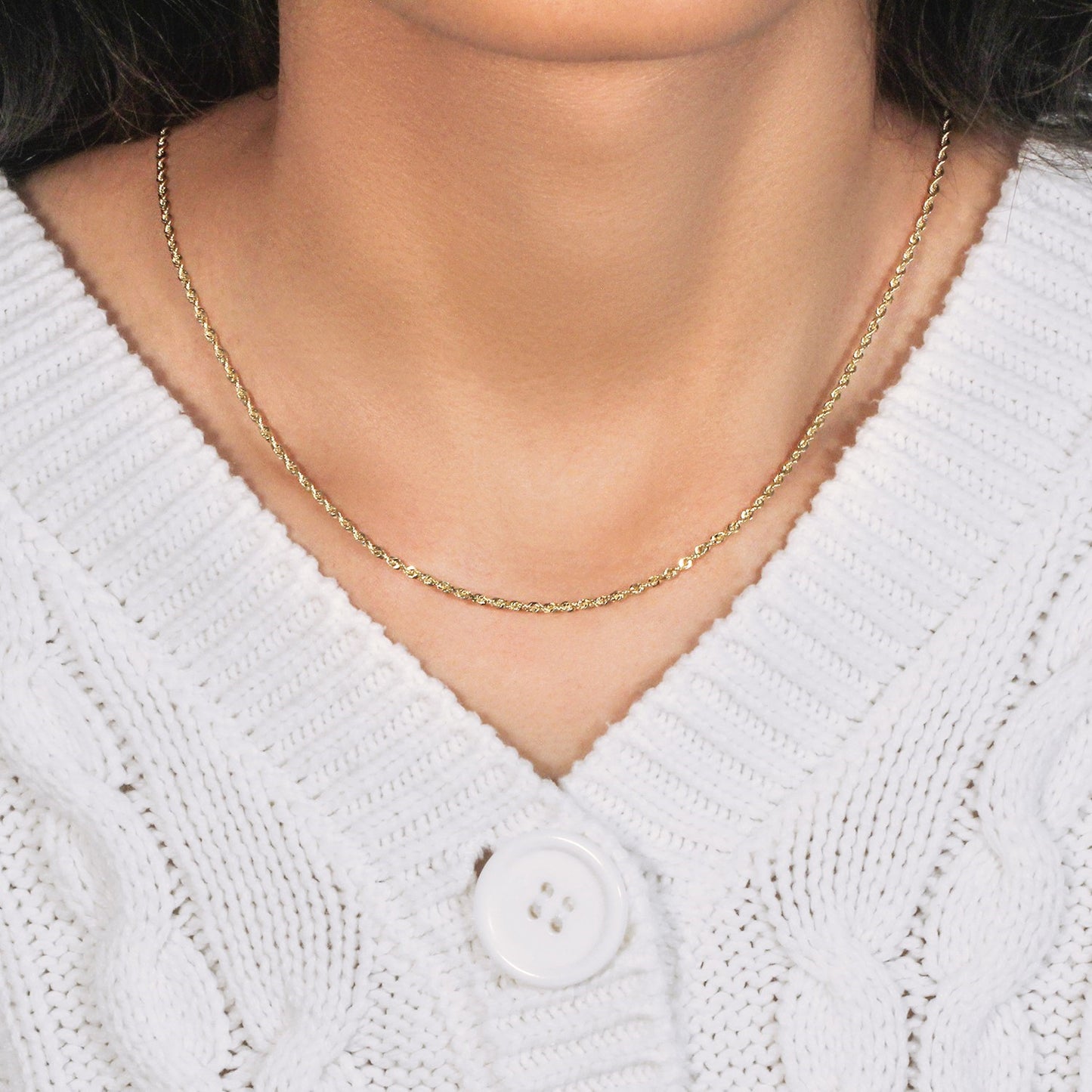 10K Yellow Gold Solid Diamond Cut Rope Chain Necklace (1.80 mm)