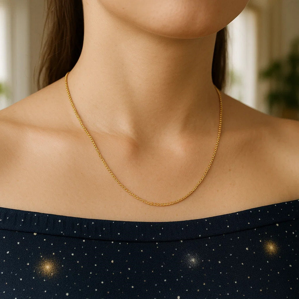 14K Yellow Gold Cable Link Chain Necklace (0.50 mm) – 16", 18", 20"