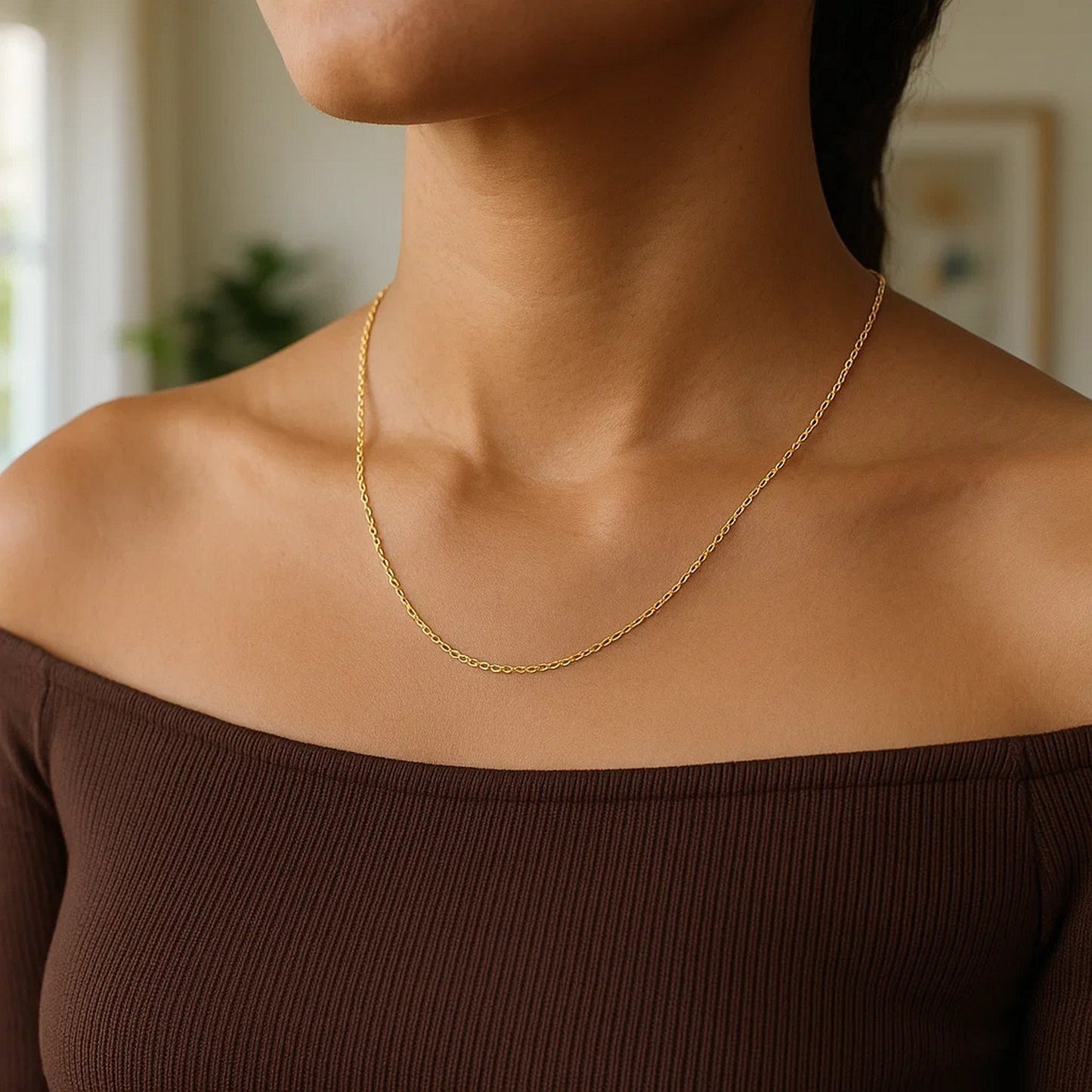 14K Yellow Gold Cable Link Chain Necklace (0.50 mm) – 16", 18", 20"