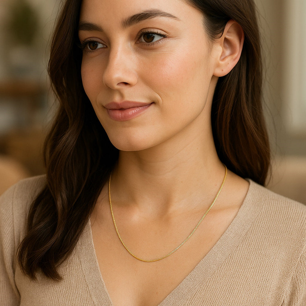 10K Yellow Gold Classic Box Chain Necklace (0.45mm) – True Pure Gold