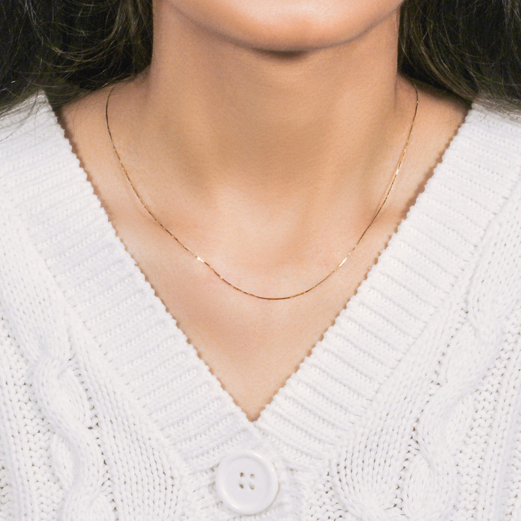 10K Yellow Gold Classic Box Chain Necklace (0.45mm) – True Pure Gold