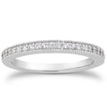 14k White Gold Pavé Diamond Milgrain Wedding Band Set