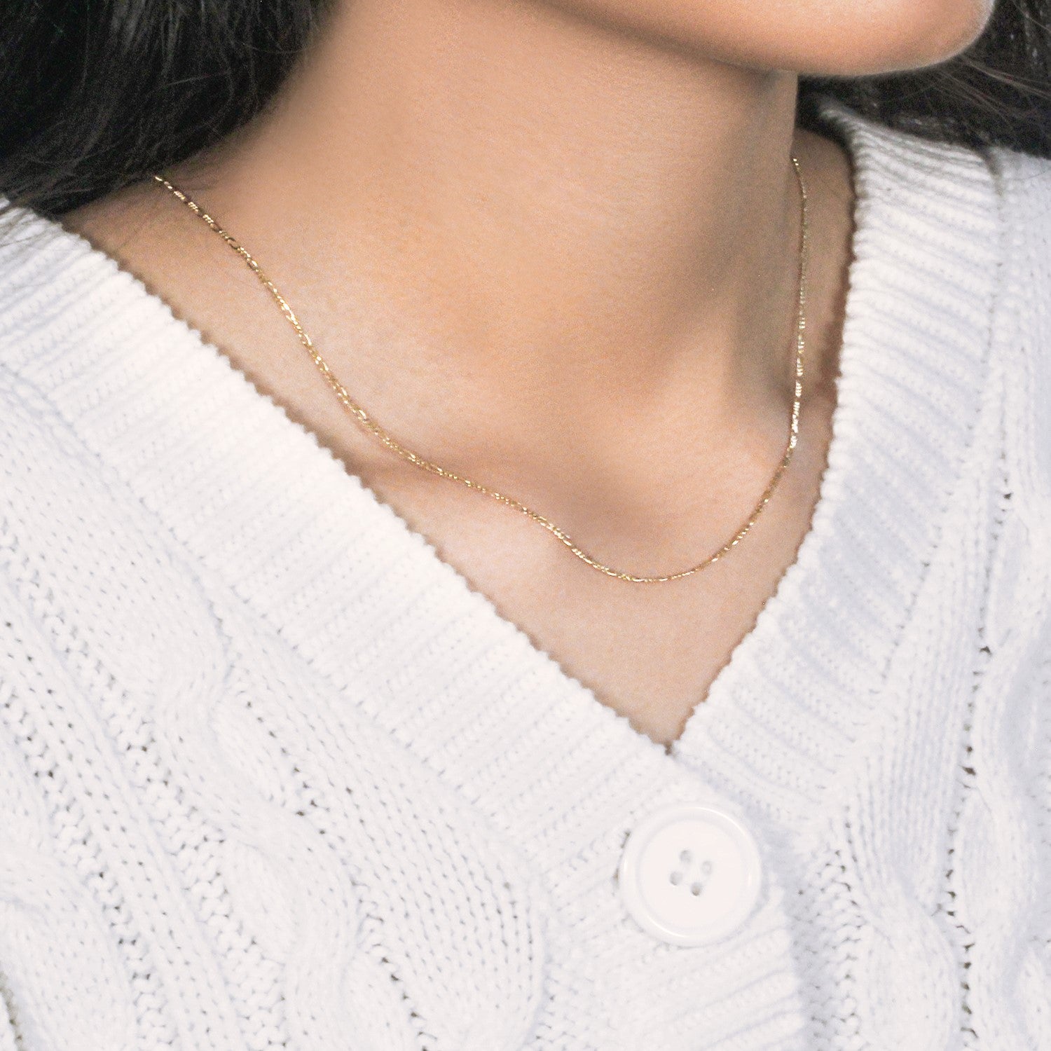 14K Yellow Gold Solid Figaro Chain – 1.30mm, Solid Gold