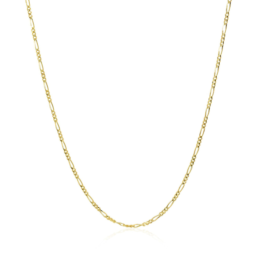 14K Yellow Gold Solid Figaro Chain – 1.30mm, Solid Gold