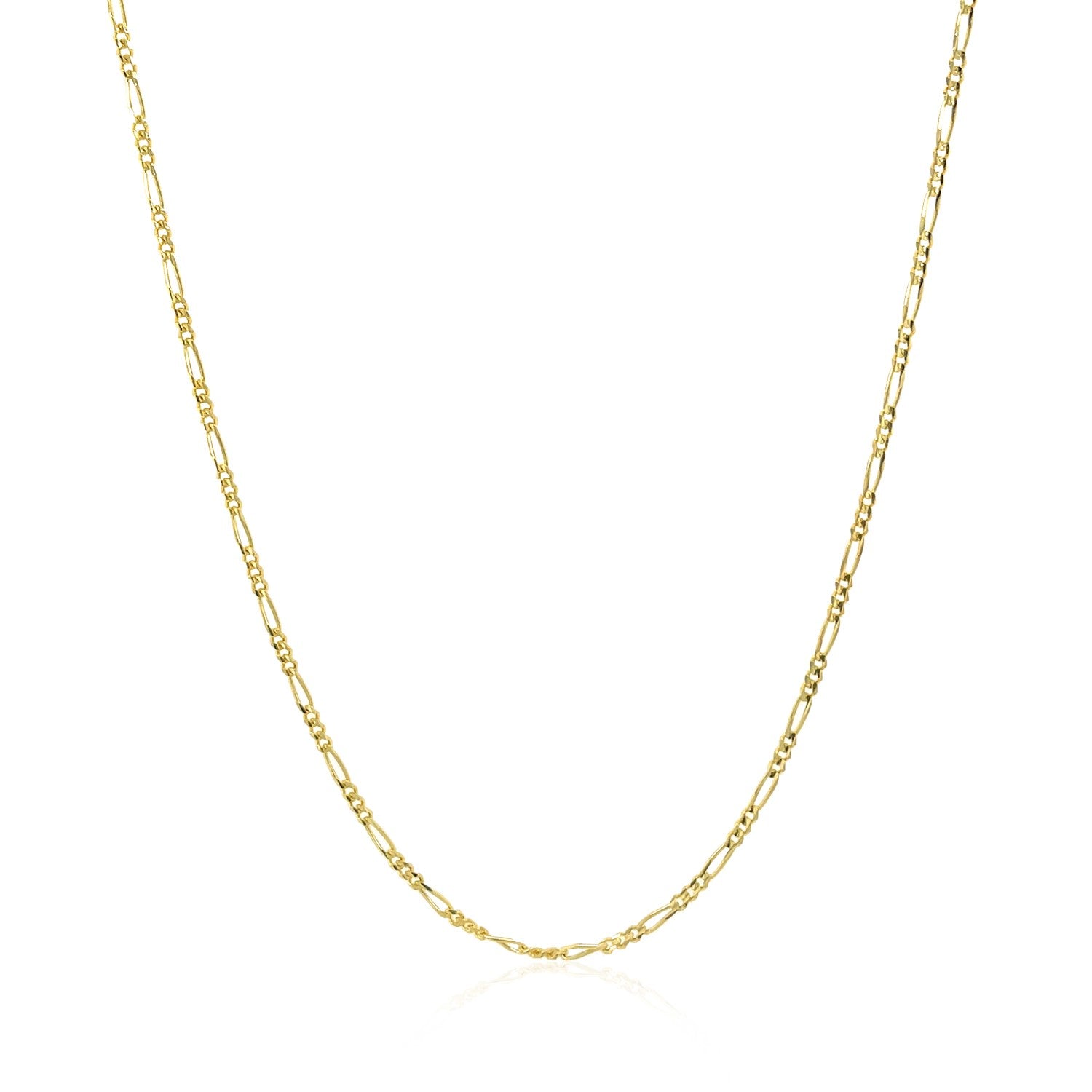 14K Yellow Gold Solid Figaro Chain – 1.30mm, Solid Gold