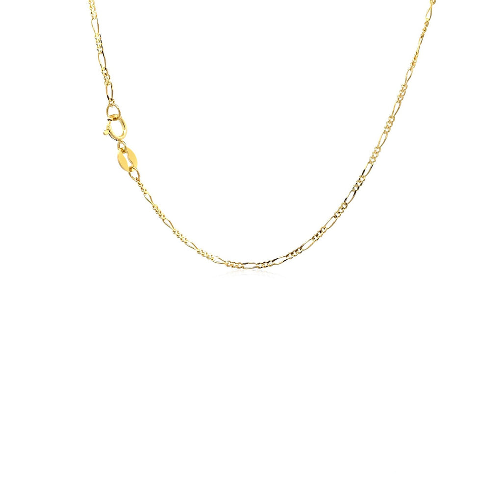 14K Yellow Gold Solid Figaro Chain – 1.30mm, Solid Gold