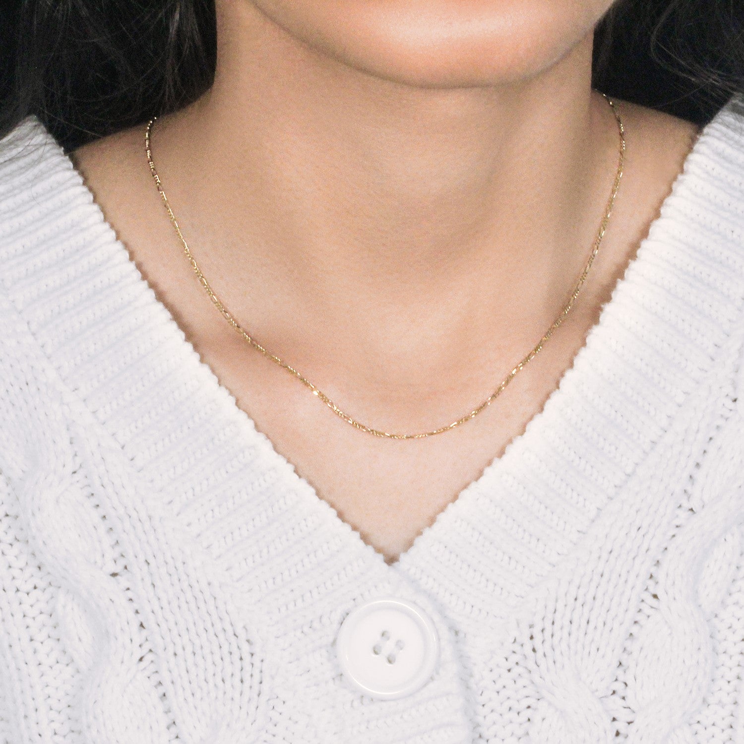 14K Yellow Gold Solid Figaro Chain – 1.30mm, Solid Gold