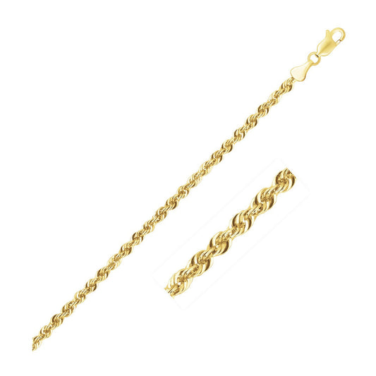 10K Yellow Gold Lite Rope Chain Necklace (2.50 mm)
