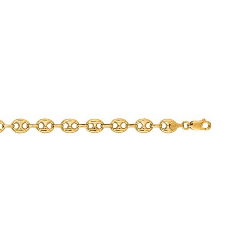 14K Yellow Gold Men's Puffed Mariner Link Chain Necklace – 18 to 24 Inches – 14K Gold