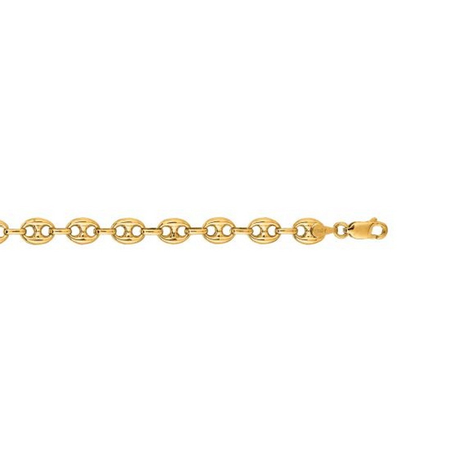 14K Yellow Gold Men's Puffed Mariner Link Chain Necklace – 18 to 24 Inches – 14K Gold
