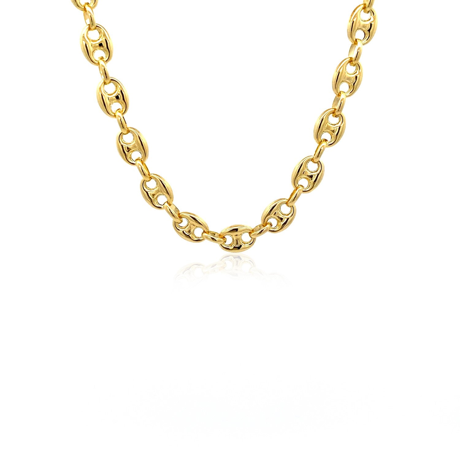 14K Yellow Gold Men's Puffed Mariner Link Chain Necklace – 18 to 24 Inches – 14K Gold