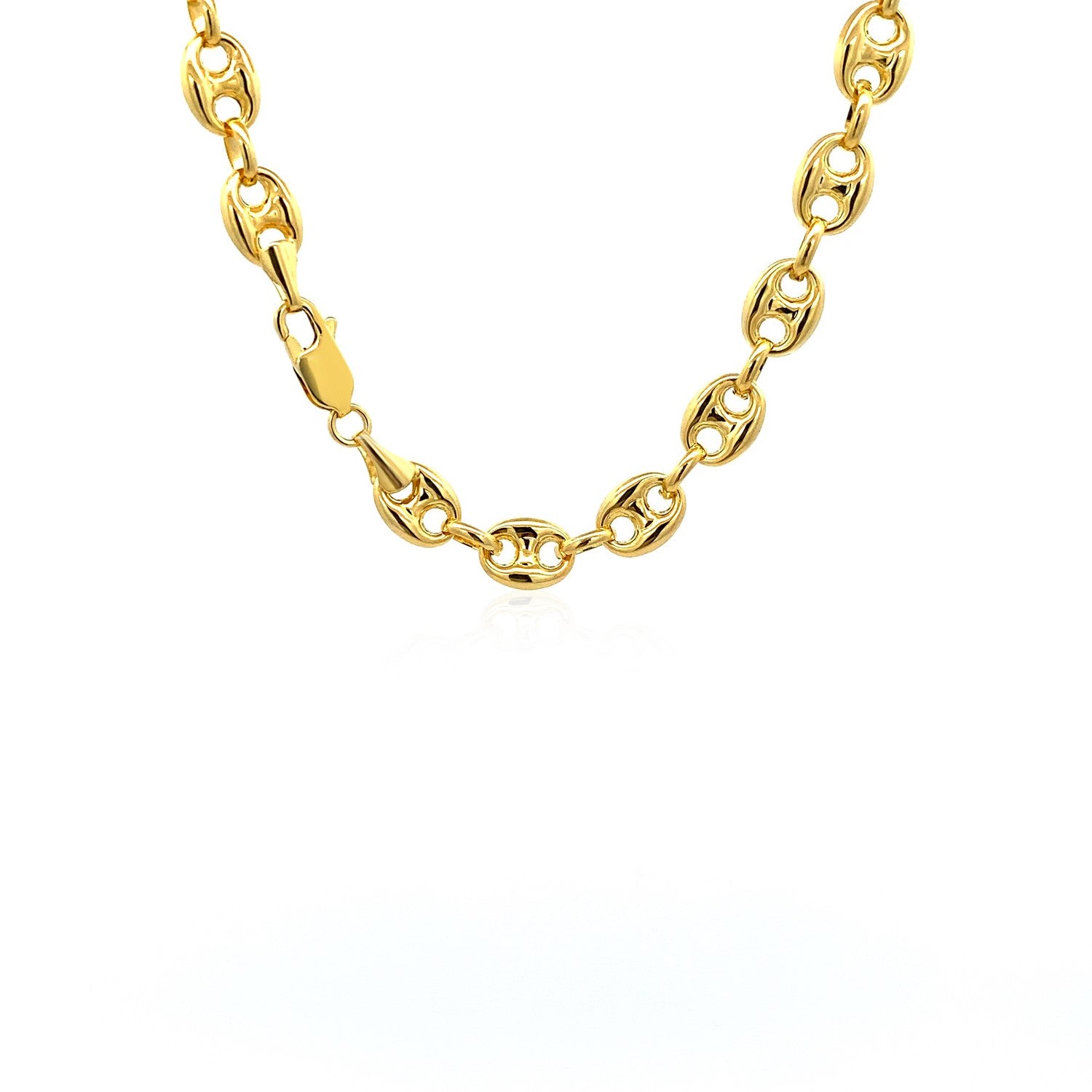 14K Yellow Gold Men's Puffed Mariner Link Chain Necklace – 18 to 24 Inches – 14K Gold