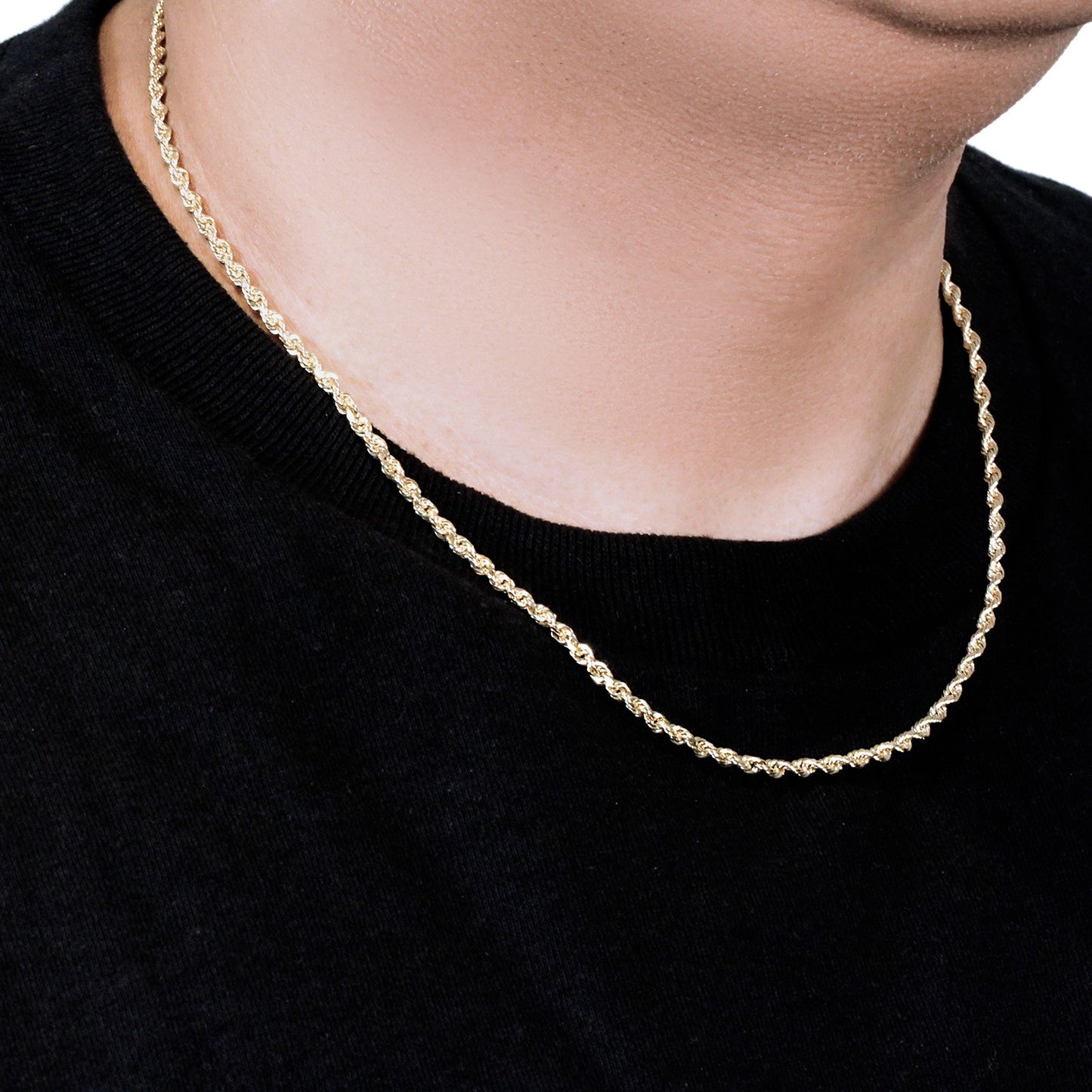 10K Yellow Gold Solid Diamond Cut Rope Chain Necklace (3.00 mm)