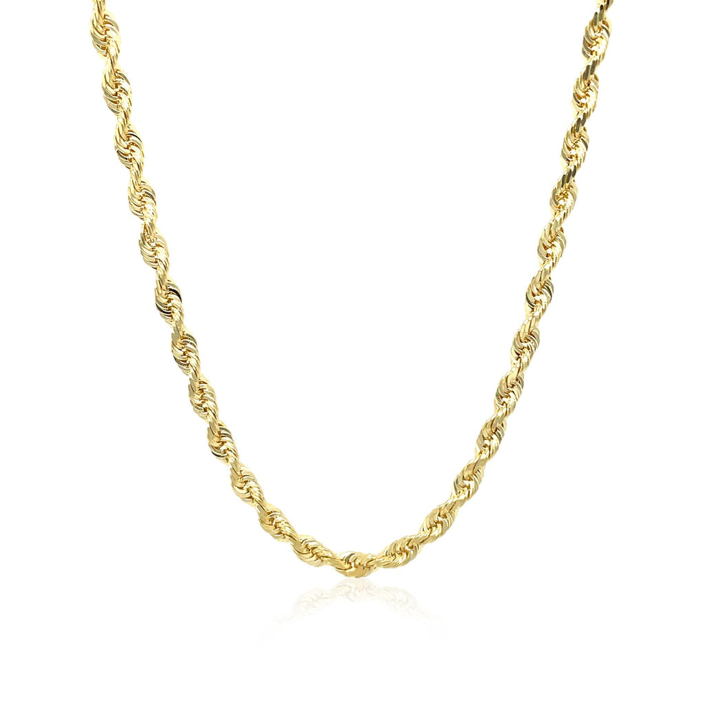 10K Yellow Gold Solid Diamond Cut Rope Chain Necklace (3.00 mm)