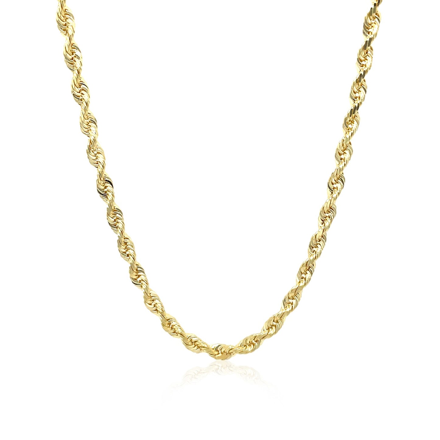 10K Yellow Gold Solid Diamond Cut Rope Chain Necklace (3.00 mm)