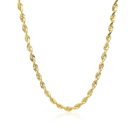 10K Yellow Gold Solid Diamond Cut Rope Chain Necklace (3.00 mm)